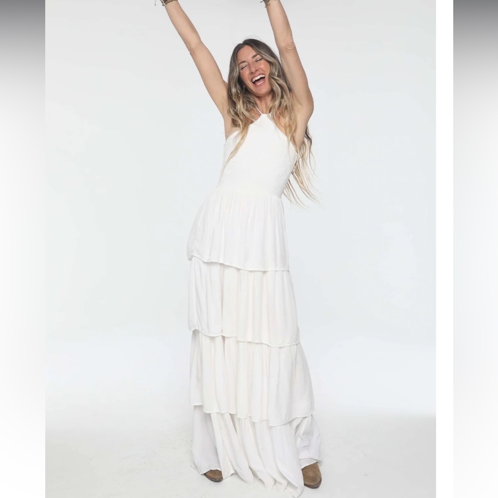 Jen's Pirate Booty Cream Layered Maxi Dress